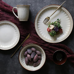 Relief Ceramic Tableware Set for Elegant European Dining