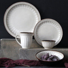 Relief Ceramic Tableware Set for Elegant European Dining