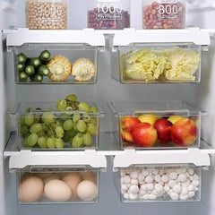 Household Food-Grade Storage Container for Safe Food Storage displayed in a modern refrigerator with fruits and vegetables.