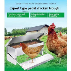 Automatic Pedal Chicken Feeder Stainless Steel Feeding Troug