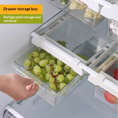 Household Food-Grade Storage Container for Safe Food Storage with grapes in a drawer storage box.
