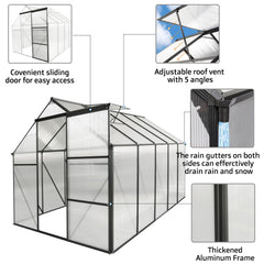 6x10 FT Polycarbonate Greenhouse