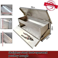 Automatic Pedal Chicken Feeder Stainless Steel Feeding Troug