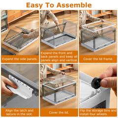 Easy to assemble 2-Pack Foldable Storage Bins with Doors Lid Wheels & More step-by-step instructions.
